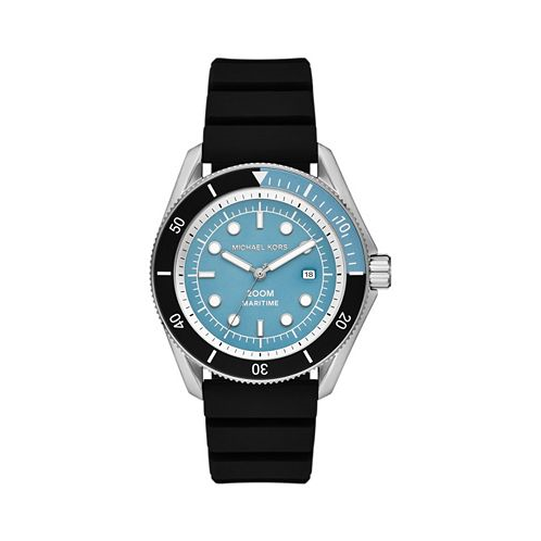 Michael Kors Mens Maritime Three-Hand Black Silicone Watch 42mm