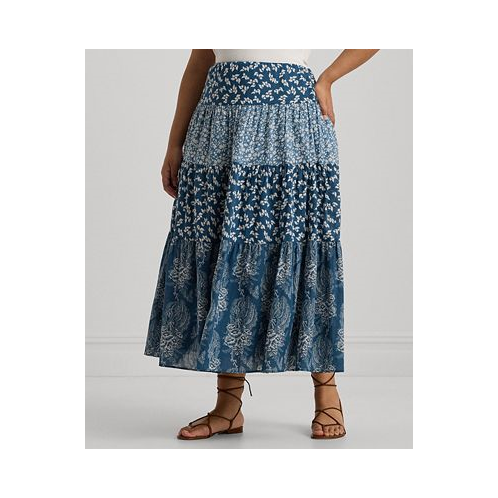 POLO Ralph Lauren Plus Size Tiered Floral A-Line Skirt
