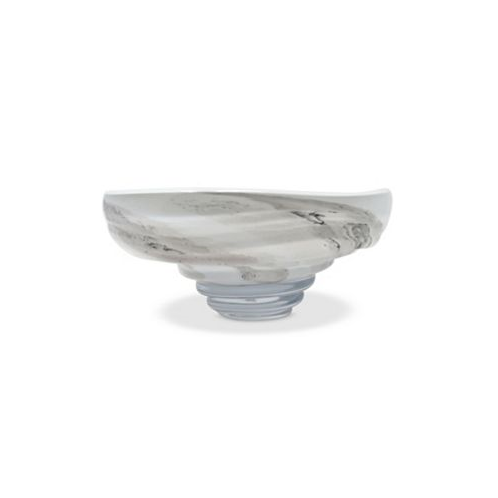 Vivience 10.75D White with Black Strokes Glass Centerpiece Bowl