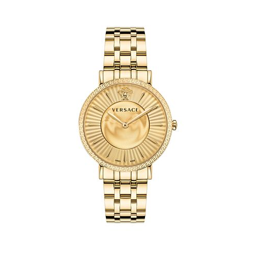 Versace Womens Swiss Gold Ion Plated Stainless Steel Bracelet Watch 38mm