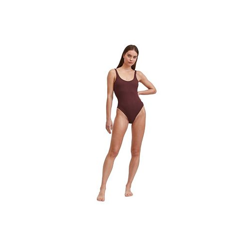 Gottex Womens Solid Textured Scoop neck one piece swimsuit with low U back
