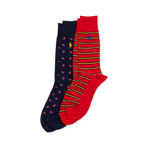 Polo Ralph Lauren Mens 2-Pk. Paisley & Stripes Slack Socks