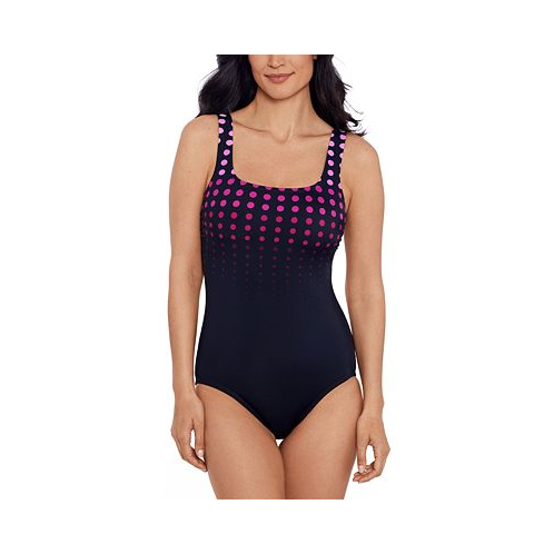 Swim Solutions Womens Dotted Tank One-Piece Swimsuit