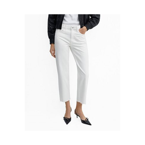 MANGO Womens Straight-Fit Cropped Jeans