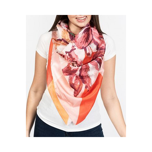 Vince Camuto Womens Colorblock Floral Square Scarf