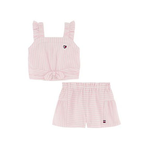 Tommy Hilfiger Toddler Girls Striped Crinkle Jacquard Shorts Set