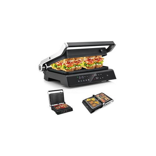 Slickblue 3 in 1 Indoor Electric Panini Press Grill with LED Display-Black