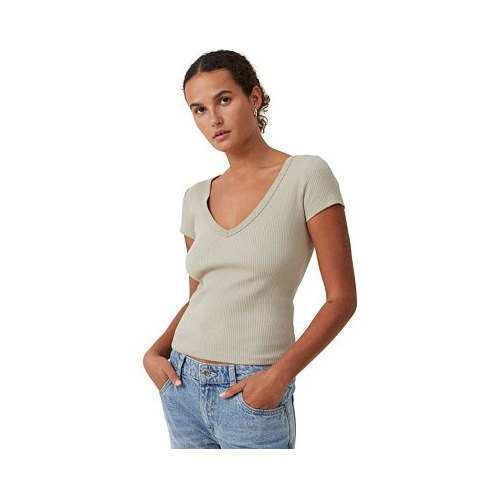 COTTON ON Womens Rory V Neck Short Sleeve Tee