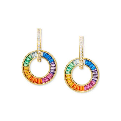 Kate spade new york Gold-Tone Pave & Multicolor Mixed Stone Circle Charm Hoop Earrings