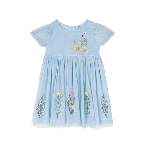 Rare Editions Baby Girl Flower and Butterfly Embroidery Dress