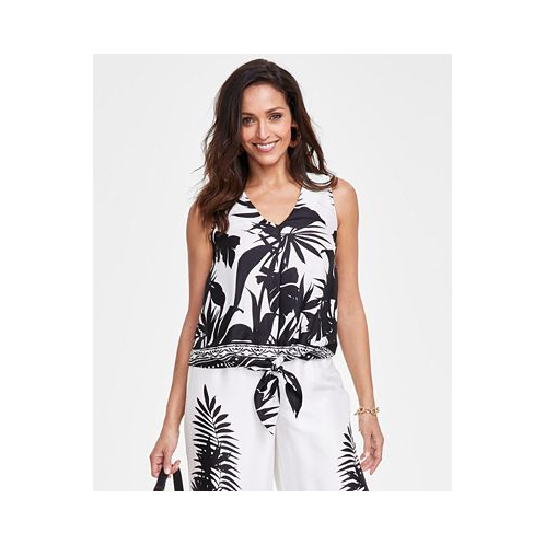 I.N.C. International Concepts Womens Printed Tie-Front Top