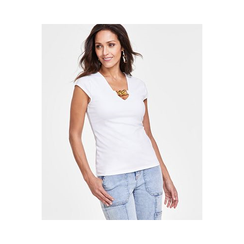 I.N.C. International Concepts Womens Chain-Trim V-Neck Top