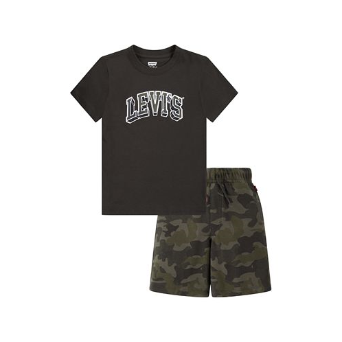 Levis Little Boys Camo Logo Tee and Shorts Set