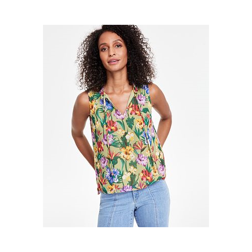 I.N.C. International Concepts Womens Floral-Print Ruffled Top