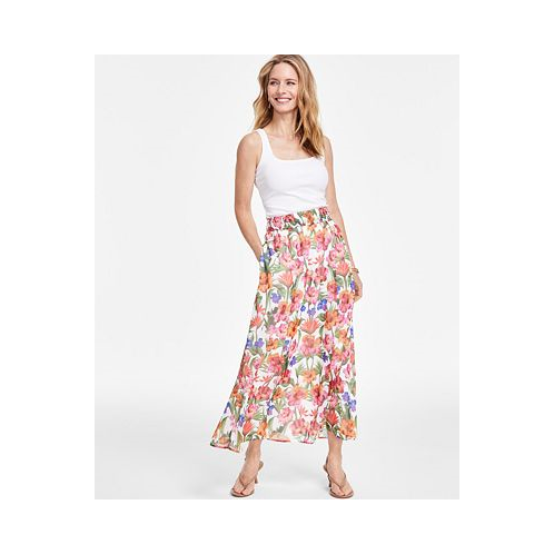 I.N.C. International Concepts Womens Floral-Print Pull-On Flared Maxi Skirt