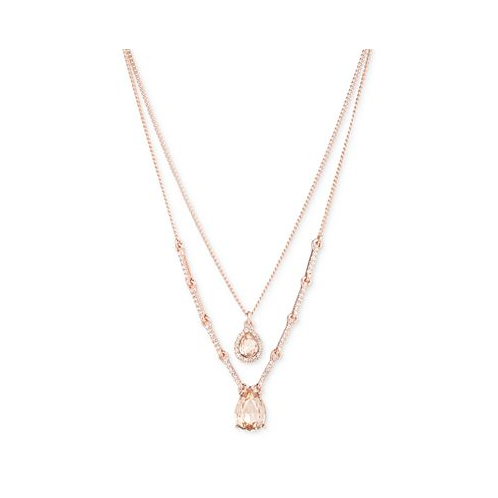 Givenchy Multi Stone Two Row Pendant Necklace 16 + 3 extender