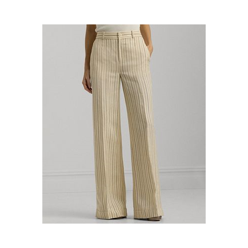 POLO Ralph Lauren Womens Pinstriped Wide-Leg Pants
