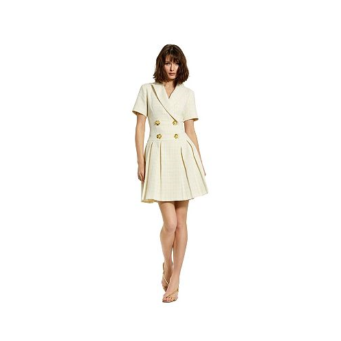 Mac Duggal Womens Tweed Short Sleeve Blazer Mini Dress