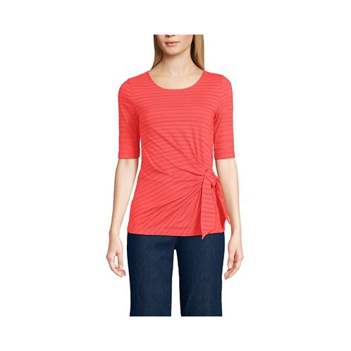 Lands End Womens Lightweight Jersey Eyelet Side Tie Top