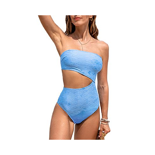 CUPSHE Womens Periwinkle Square Neck Asymmetrical Cutout Convertible One-Piece