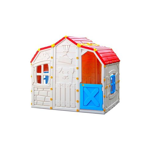 Slickblue Cottage Kids Playhouse with Openable Windows and Working Door