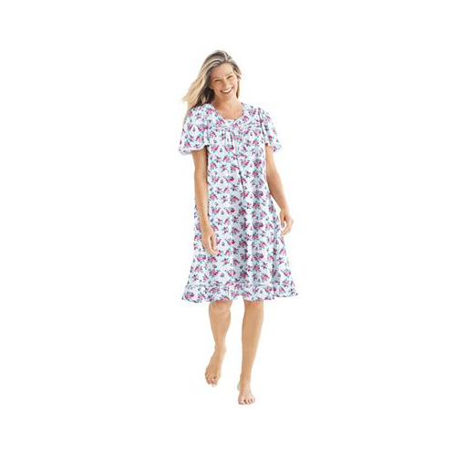 Dreams & Co. Plus Size Short Floral Print Cotton Gown