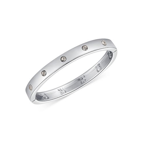GUESS Silver-Tone Crystal Hinged Bracelet