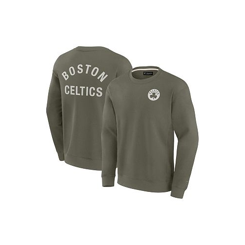 Fanatics Signature Mens and Womens Olive Boston Celtics Super Soft Pullover Crew Sweatshirt