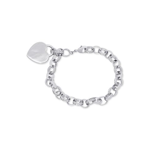 Macys Diamond Accent Heart Tag Chain Bracelet 7