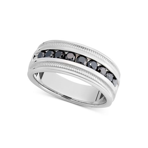 Macys Mens Sterling Silver Ring Black Diamond Band (1 ct. t.w.)