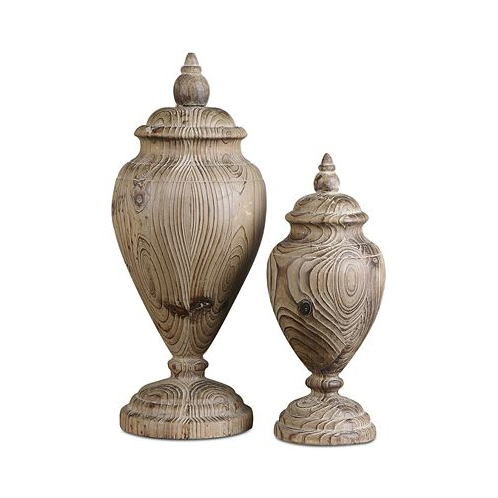 Uttermost Brisco Carved Wood Finials Set of 2