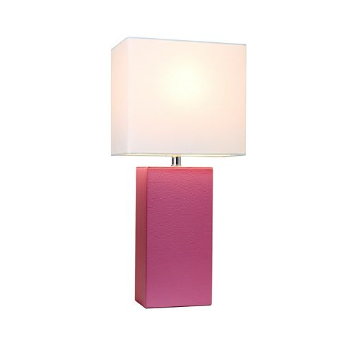 All The Rages Elegant Designs Modern Leather Table Lamp with White Fabric Shade