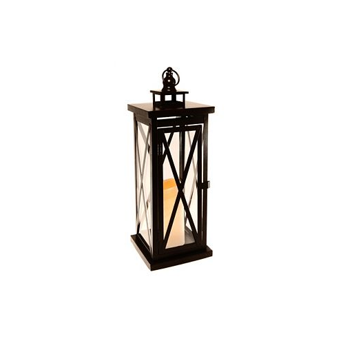 JH Specialties Inc/Lumabase Lumabase Warm Black Criss Cross Metal Lantern with LED Candle