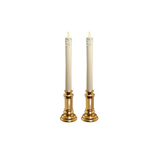 JH Specialties Inc/Lumabase Lumabase Set of 2 Battery Operated LED Taper Candles with Moving Flame and Holders