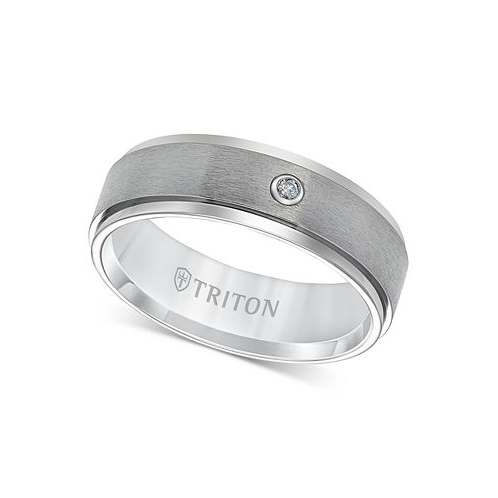 Triton Mens Titanium Ring 7mm Diamond Accent Wedding Band