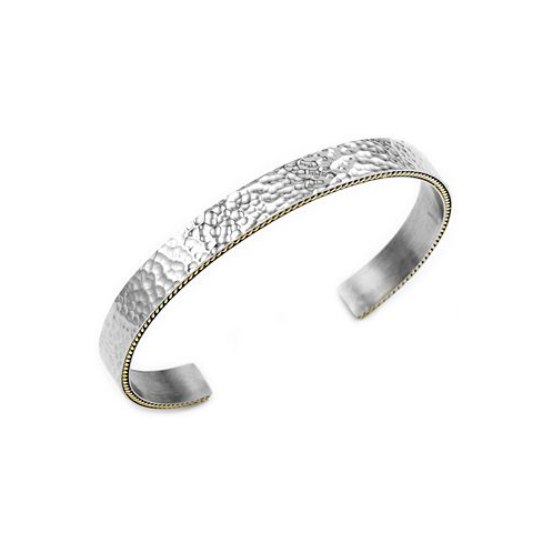 Sutton by Rhona Sutton Sutton Stainless Steel Hammered Bangle Bracelet With Gold-Tone Trim