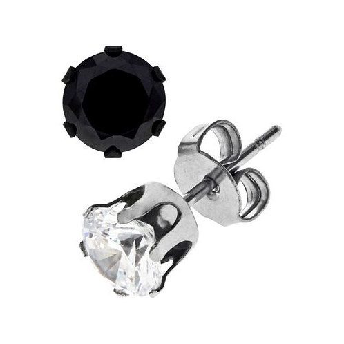 Sutton by Rhona Sutton Sutton Stainless Steel Two-Tone Cubic Zirconia Stud Earrings