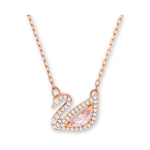 Swarovski Rose Gold-Tone Crystal Swan Pendant Necklace 14-7/8 + 2 extender