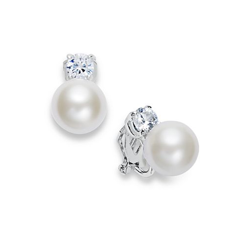 POLO Ralph Lauren Silver-Tone Glass Pearl and Crystal Clip On Earrings