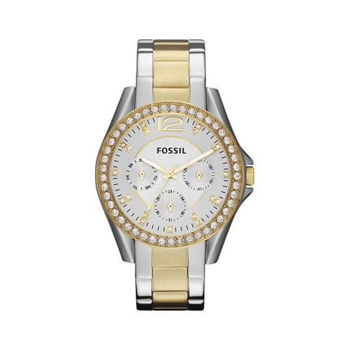 Fossil Womens Riley Two Tone Stainless Steel Bracelet Watch 38mm
