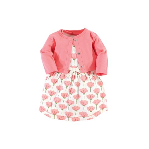 Touched by Nature Baby Girls Baby Organic Cotton Dress and Cardigan 2pc Set Tulip