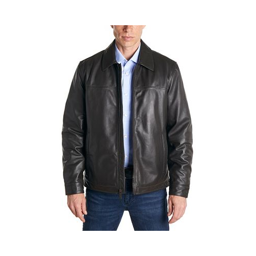 Perry Ellis Mens Classic Leather Jacket