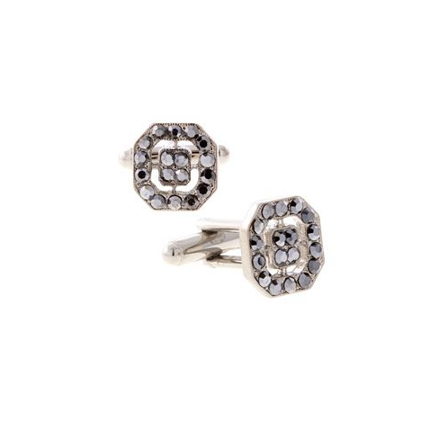 1928 Jewelry Silver-Tone Crystal Octagon Cufflinks