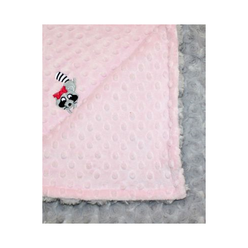 Lil Cub Hub Minky Baby Girl Blanket With Embroidered Raccoon