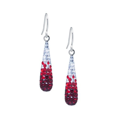 Giani Bernini Pave Two Tone Crystal Teardrop Earrings Set in Sterling Silver. Available in Clear and Blue Clear and Black Clear and Pink or Clear and Red