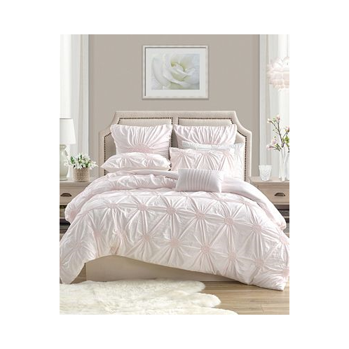 Cathay Home Inc. Charming Ruched Rosette Duvet Cover Set - Twin/Twin XL