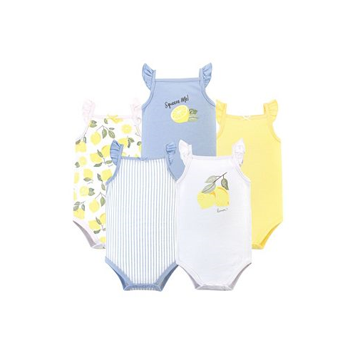 Hudson Baby Baby Girls Cotton Sleeveless Bodysuits 5pk Lemon