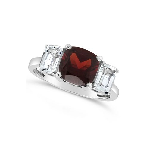 Macys Garnet (2-3/4 ct. t.w.) and White Topaz (1-3/8 ct. t.w) Ring in Sterling Silver