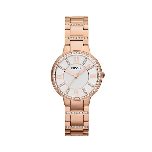 Fossil Womens Virginia Rose Gold-Tone Stainless Steel Bracelet Watch 30mm ES3284
