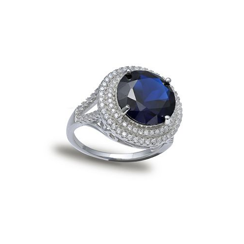 Giani Bernini Blue Cubic Zirconia Double Pave Row Ring (7-1/2 ct. t.w.) In Sterling Silver